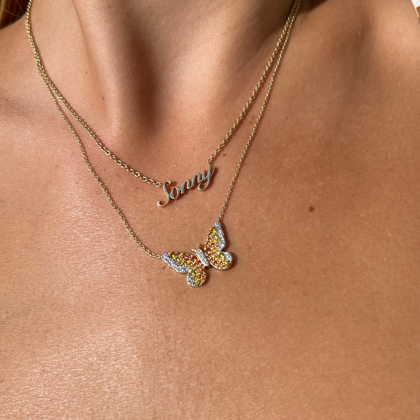 14K Yellow Gold Sunshine Butterfly Necklace